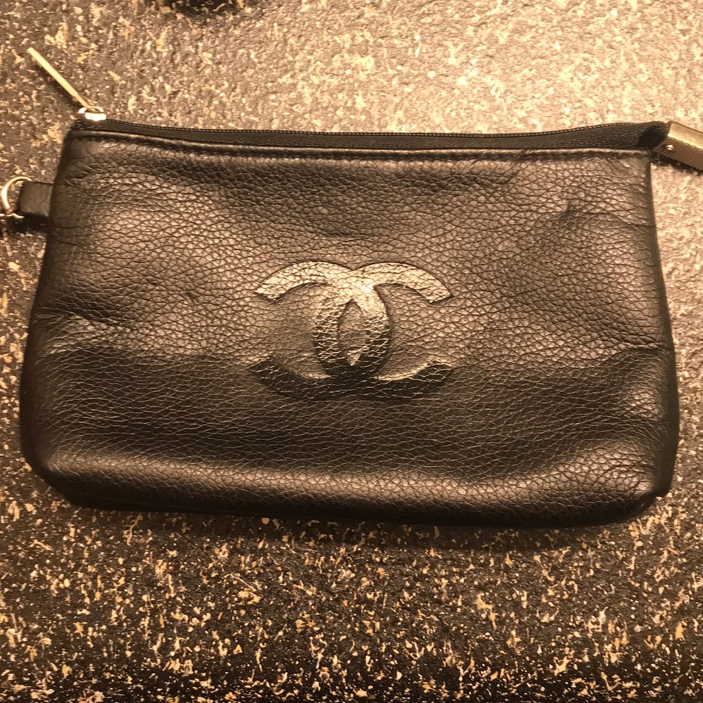 Chanel leather zipper pouch